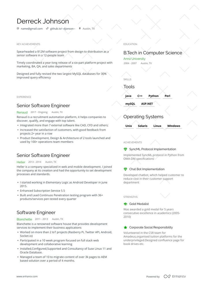 Software Engineer Resume Examples Guide For 2022 Layout Skills Keywords Job Description